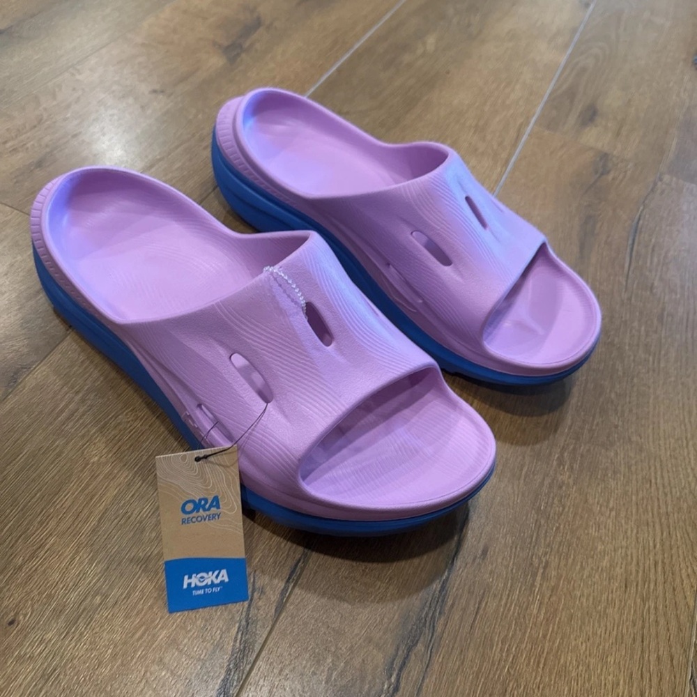 Hoka Ora Recovery Slides - Lavender & Navy Women’s 13 or Men’s 11 ~ Comfortable